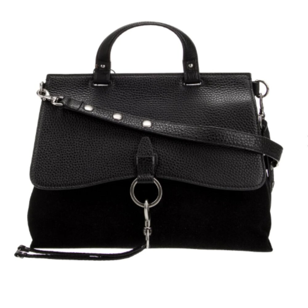 Rebecca Minkoff Suede Trim Leather Top Handle Bag